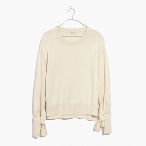 NWT Madewell Tie-Cuff Pullover Sweater in Antique Cream